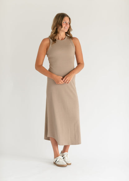 Goodwin Ribbed Knit Maxi Dress FF Dresses Brown / S