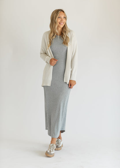 Goodwin Ribbed Knit Maxi Dress FF Dresses Gray / S