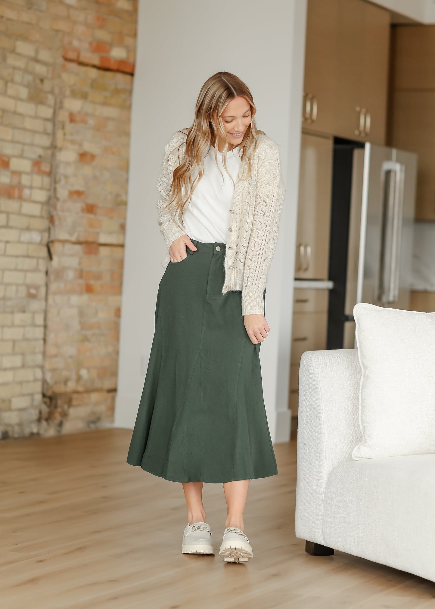 Green Flair Denim Skirt FF Skirts