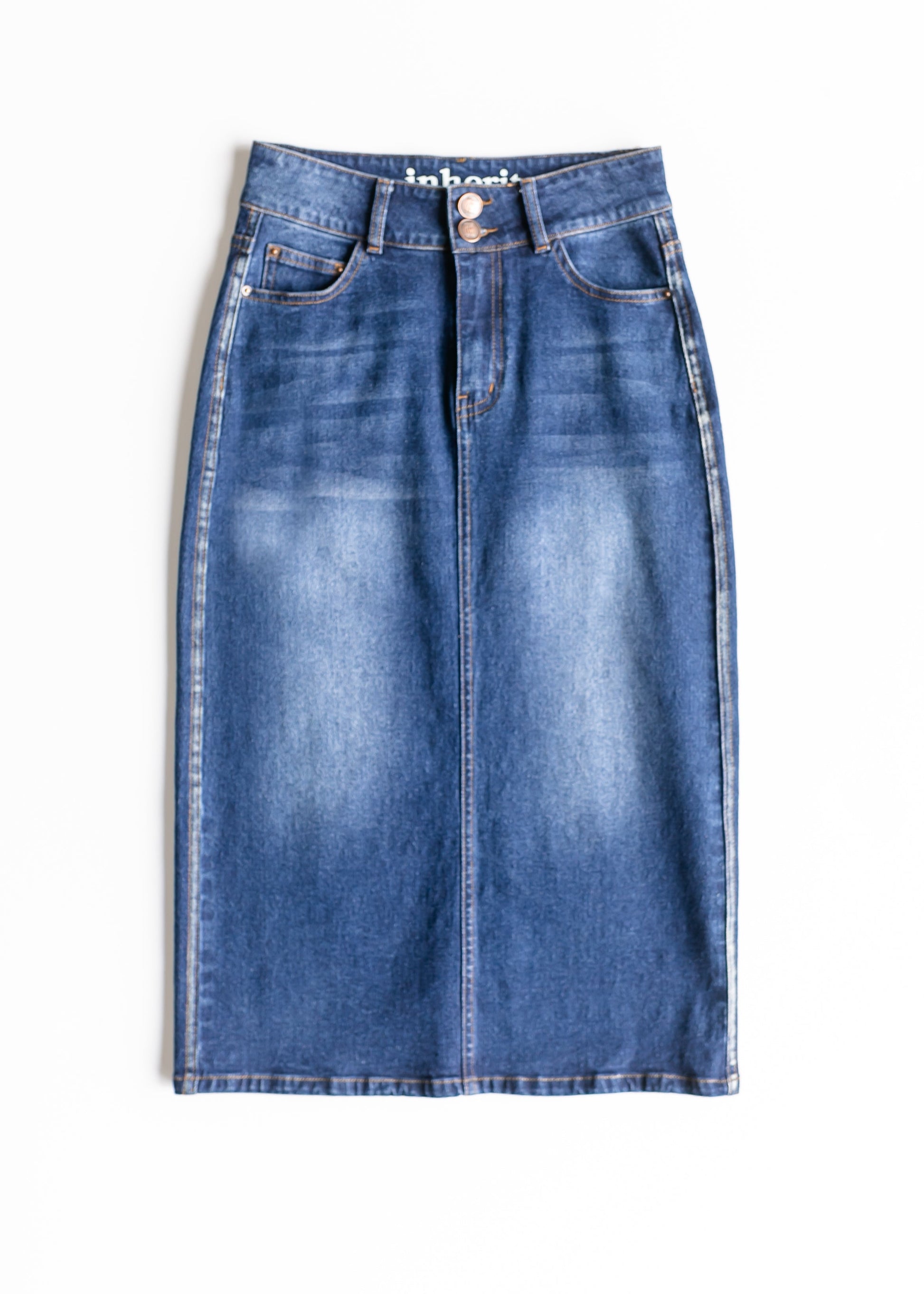 Greta Medium Wash Midi Denim Skirt IC Skirts