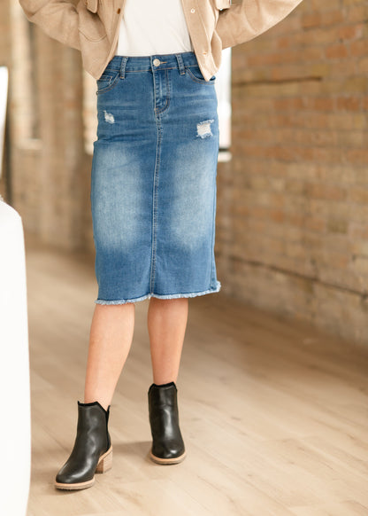 Hadley High Rise Denim Midi Skirt IC Skirts