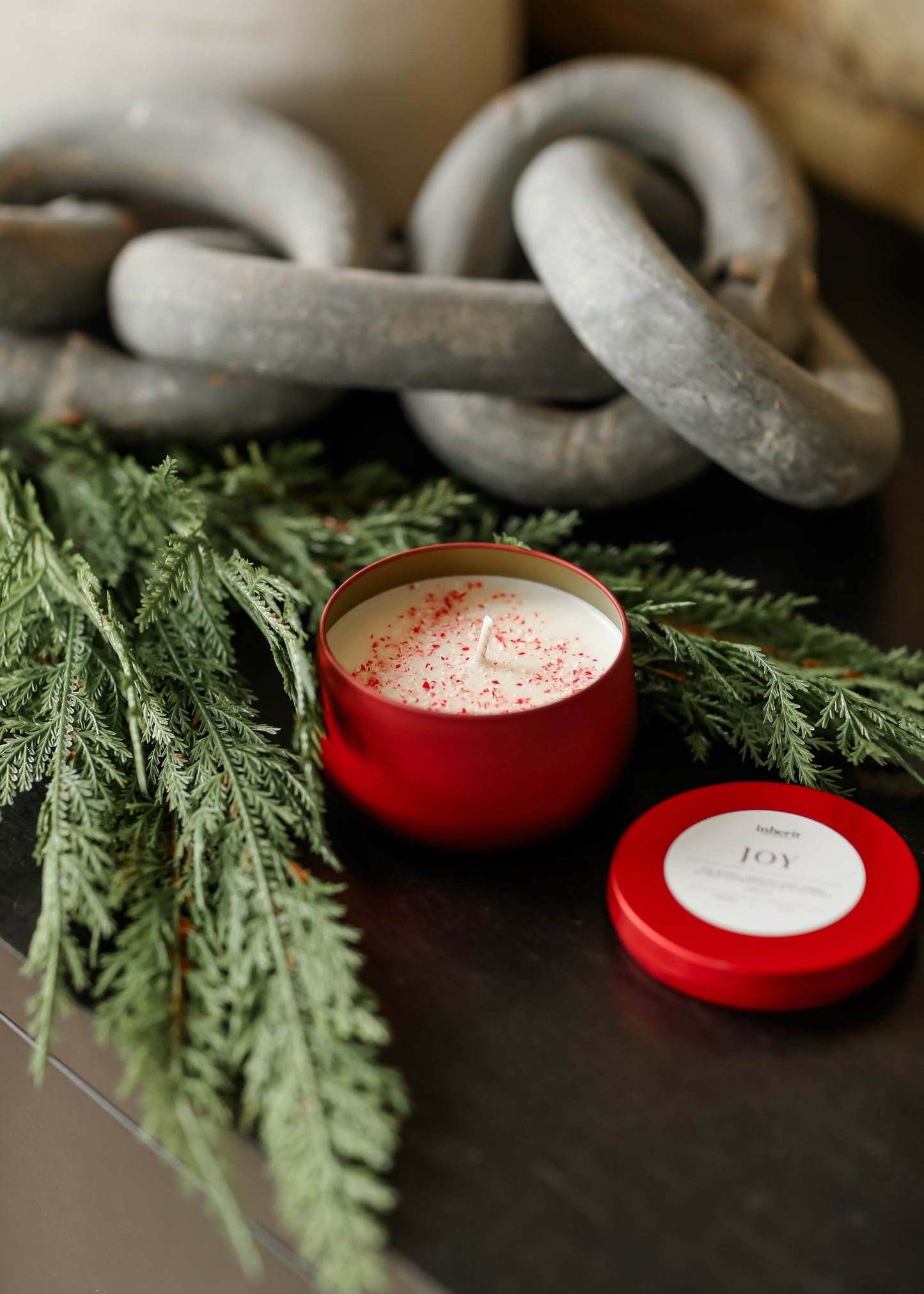 Hand-Poured Crushed Candy Cane Soy Wax Candle IC Home + Lifestyle