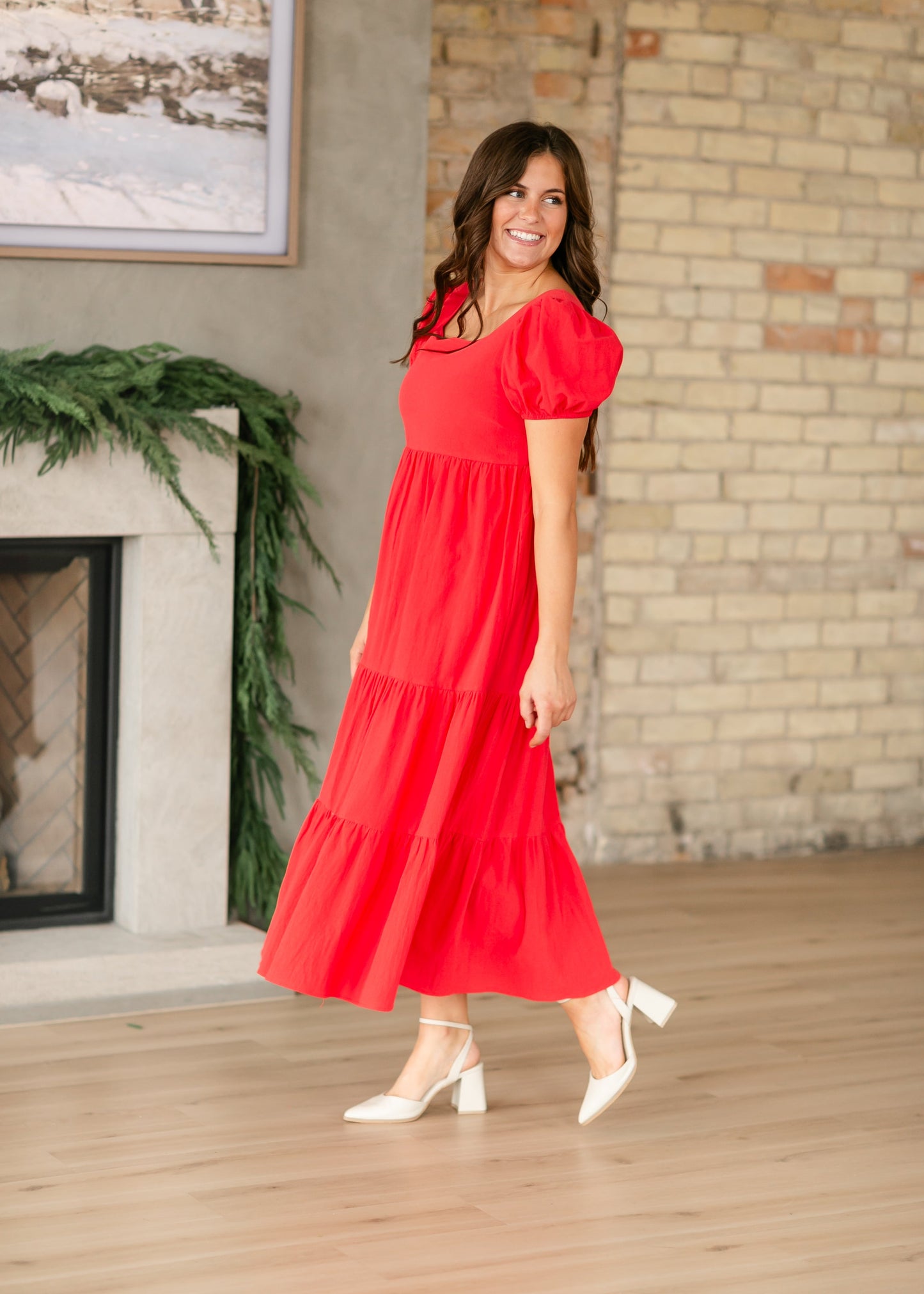 Harper Short Sleeve Tiered Red Maxi Dress FF Dresses