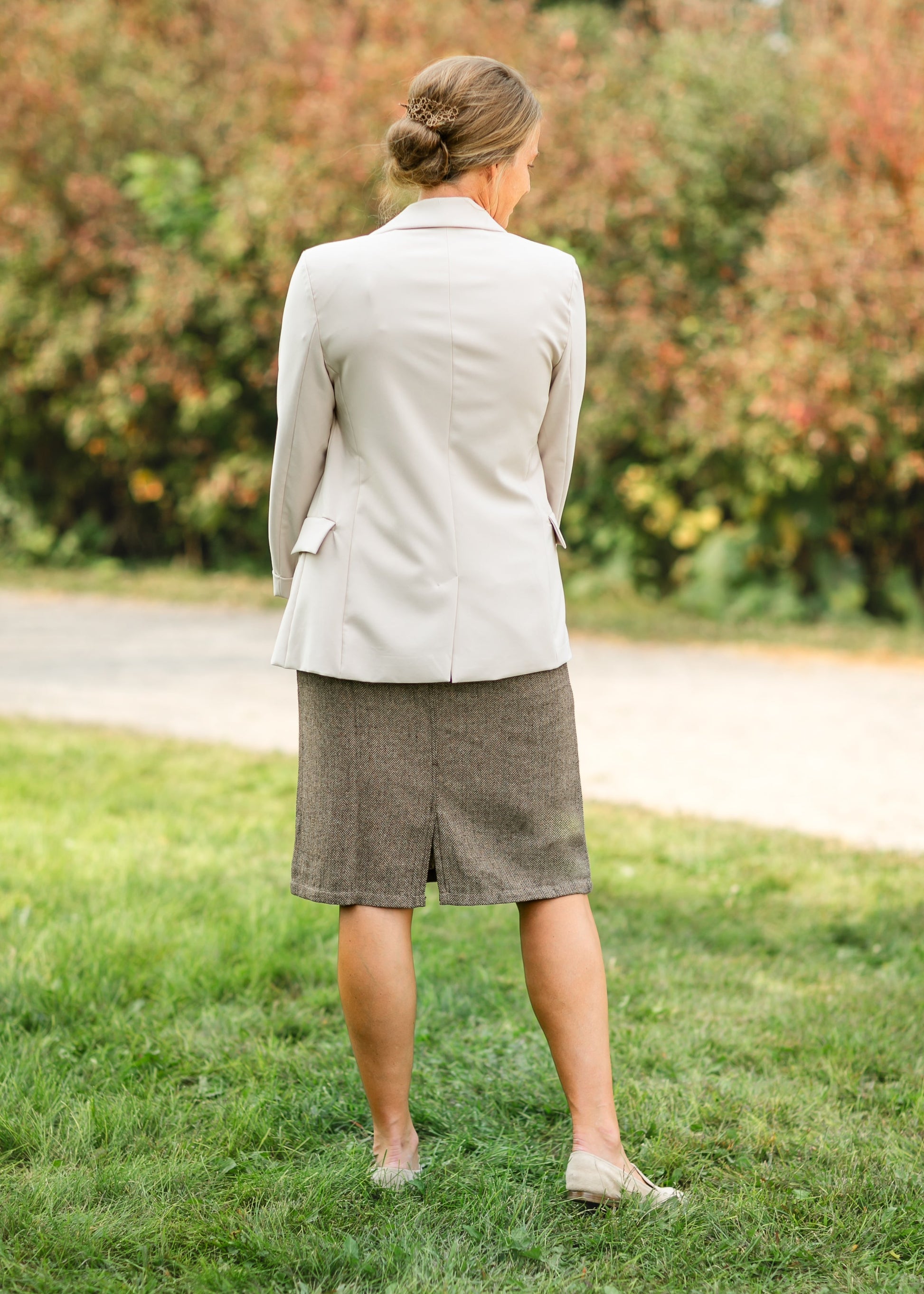 Herringbone Straight Fit Midi Skirt FF Skirts