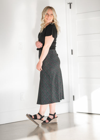 High Waist Ditsy Floral Midi Skirt - FINAL SALE IC Skirts