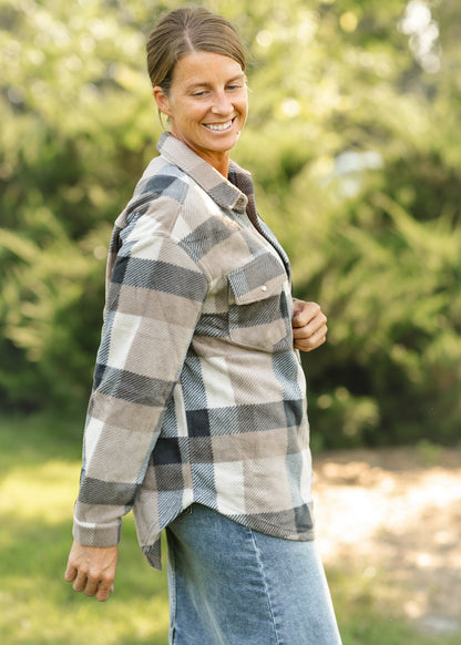 Hiker Two Tone Fleece Plaid Jacket FF Tops