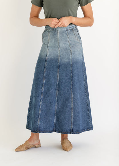 Holly Paneled Denim Maxi Skirt IC Skirts