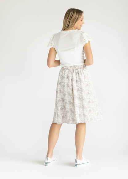 Ivory Floral Midi Slip Skirt FF Skirts