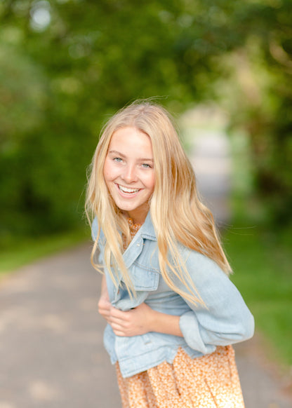 Jackie Light Wash Denim Jean Jacket FF Tops