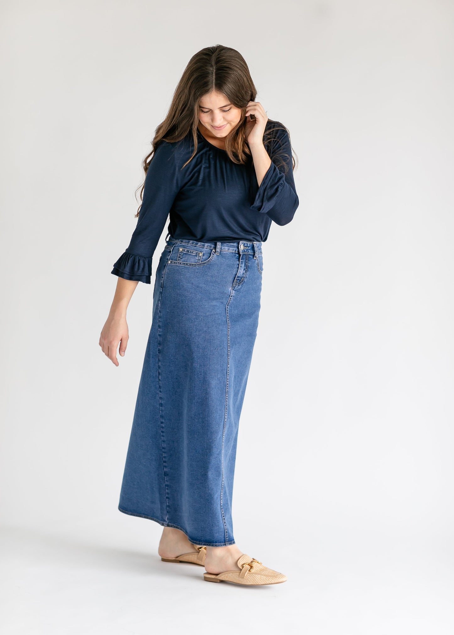 Joy A-Line Long Denim Skirt IC Skirts