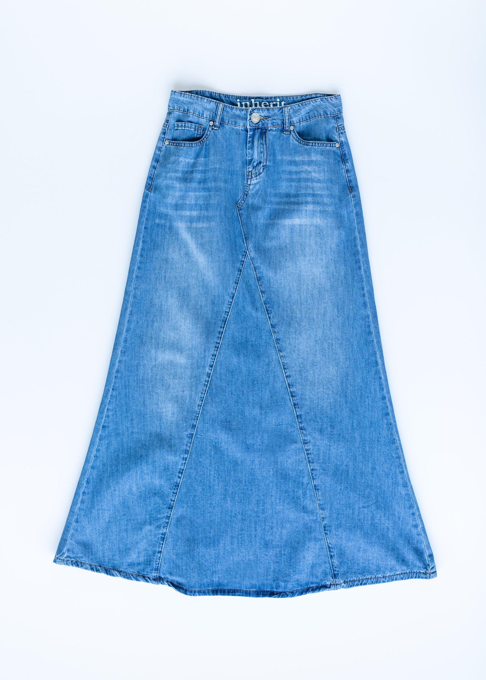 Kathryn A-Line Long Denim Jean Skirt - FINAL SALE IC Skirts