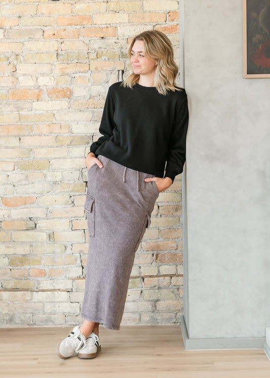 Keziah Brushed Fleece Cargo Maxi Skirt FF Skirts