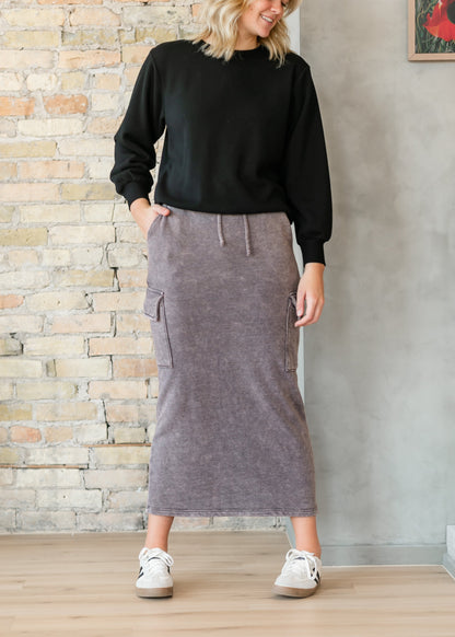 Keziah Brushed Fleece Cargo Maxi Skirt FF Skirts