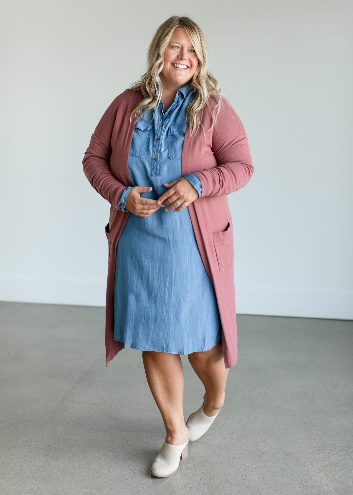 Kimberly Belted Midi Shirt Dress IC Dresses Chambray / XS