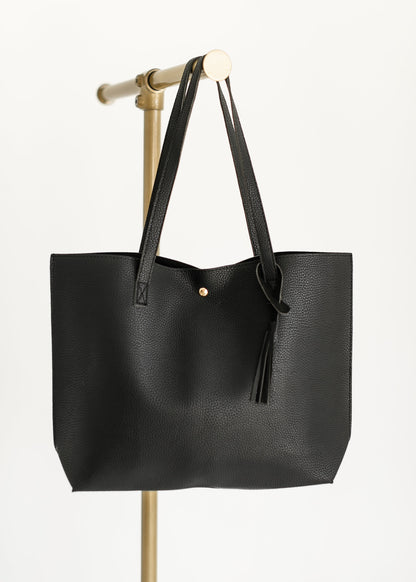 Large Vegan Leather Tote Bag Accessories Black