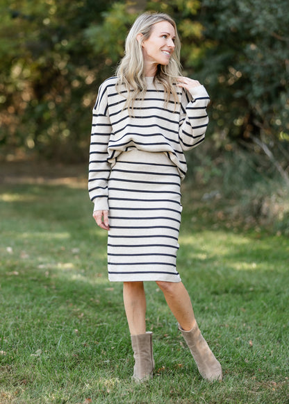 Latte Stripe Knit Skirt FF Skirts