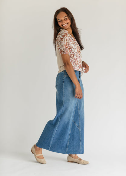 Lee A-Line Raw Hem Maxi Skirt IC Skirts