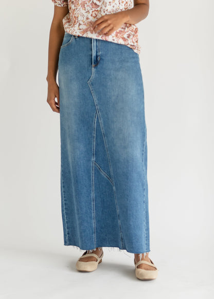 Lee A-Line Raw Hem Maxi Skirt IC Skirts