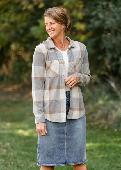 Lewis Long Sleeve Plaid Soft Top FF Tops