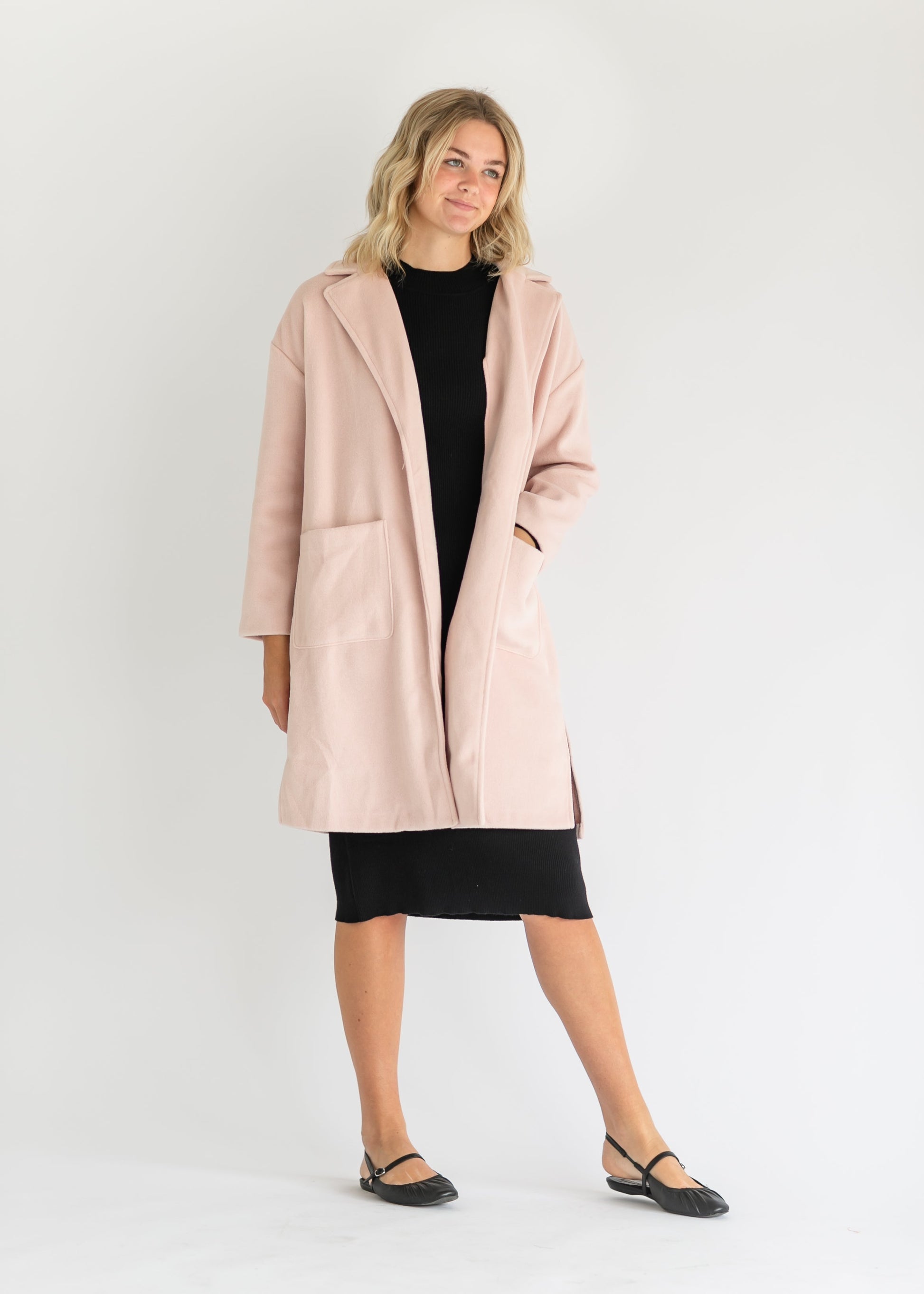 Light Pink Soft Open Coat FF Jackets