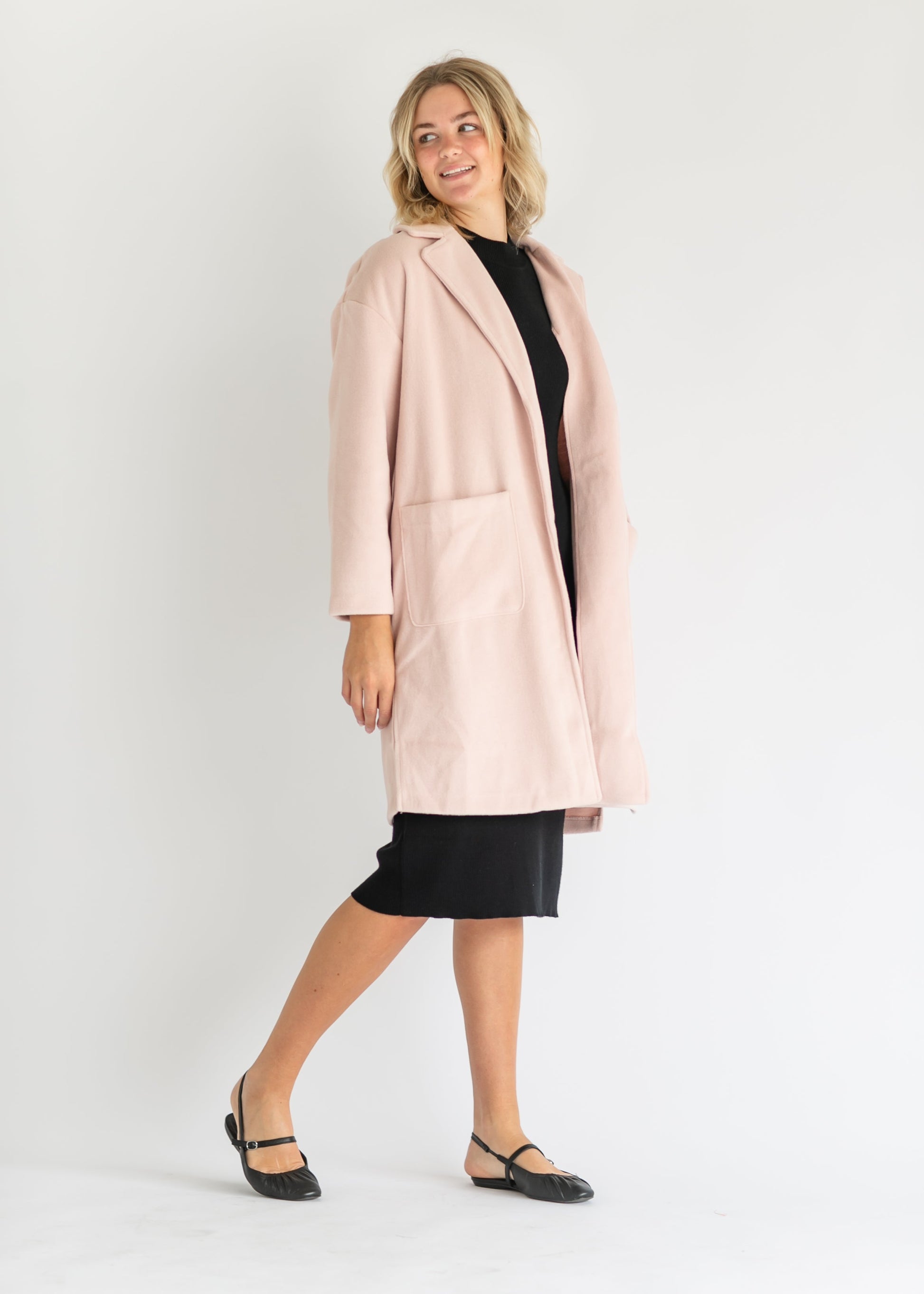 Light Pink Soft Open Coat FF Jackets