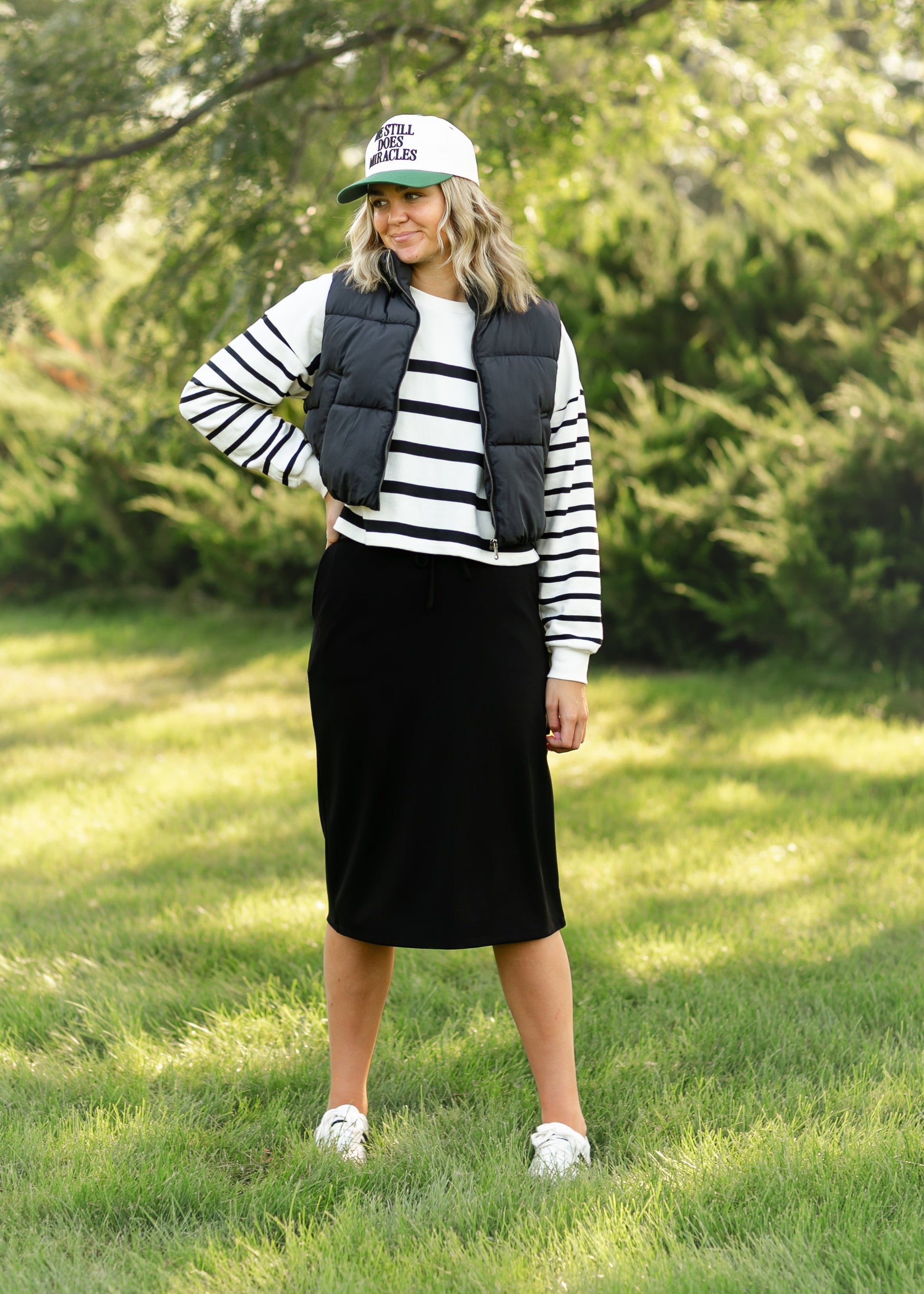 Line Up Stripe Crewneck Sweatshirt FF Tops