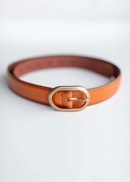 Matte Gold Oval Buckle Belt Accessories