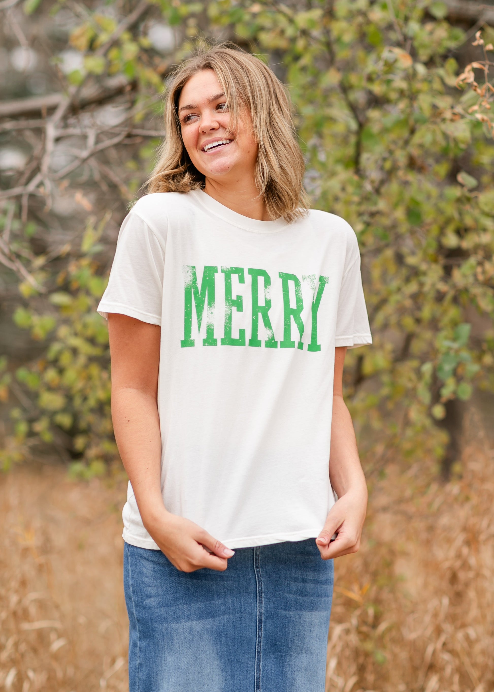 Merry Relaxed Fit Crewneck Graphic Tee FF Tops