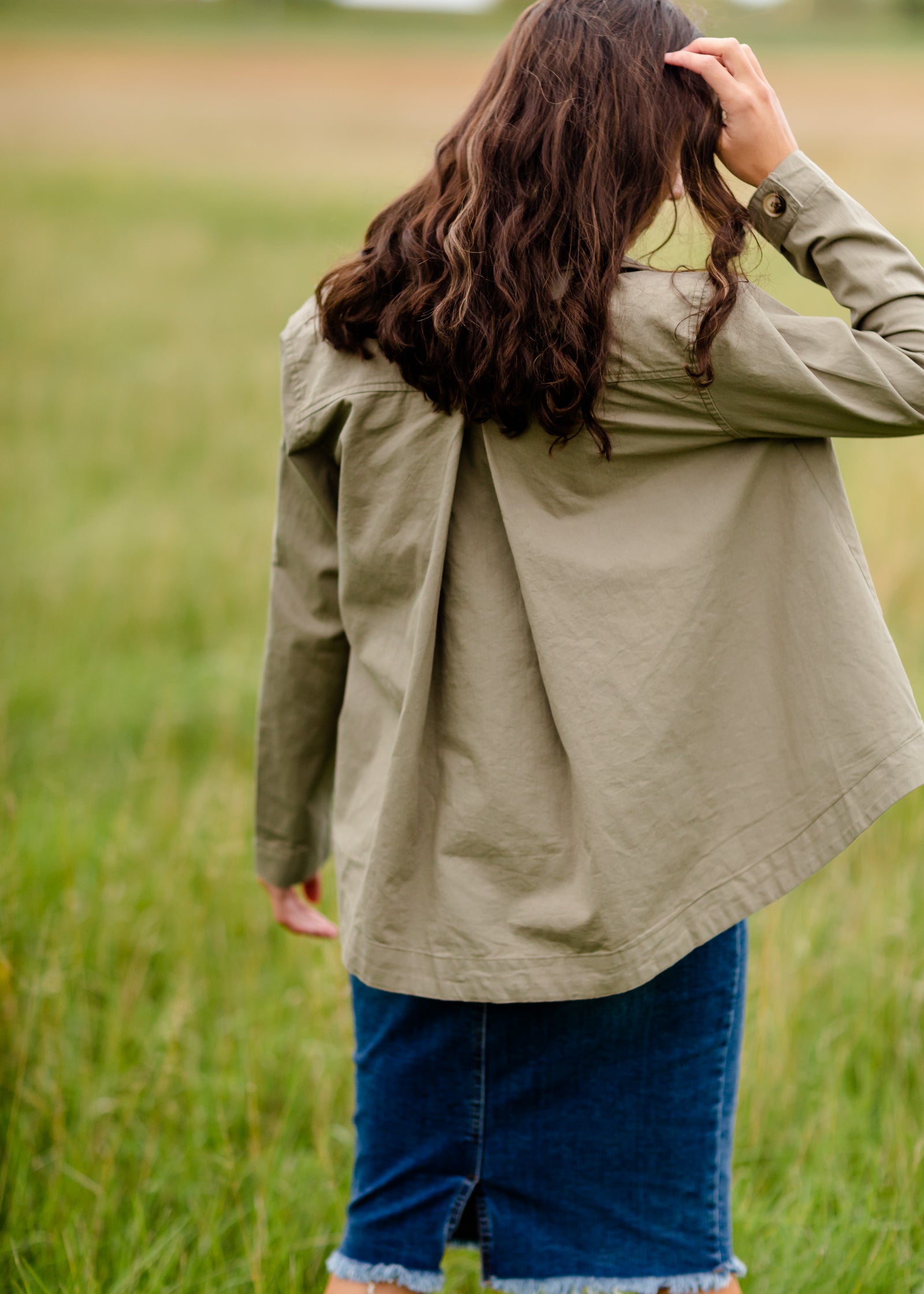 Olive Green High-Low Button Up Utility Jacket - FINAL SALE FF Tops