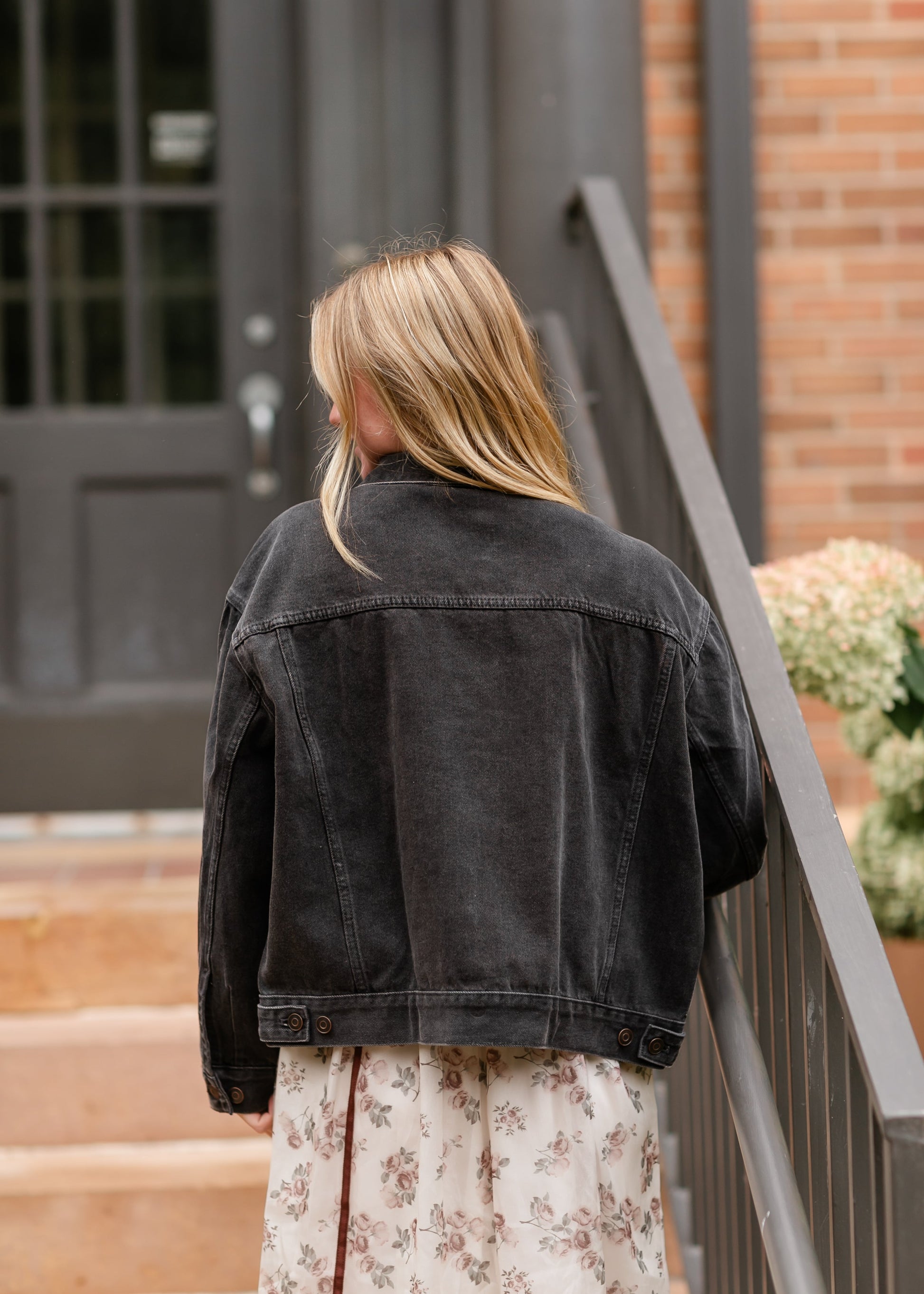 Oversized Washed Black Denim Jacket FF Tops