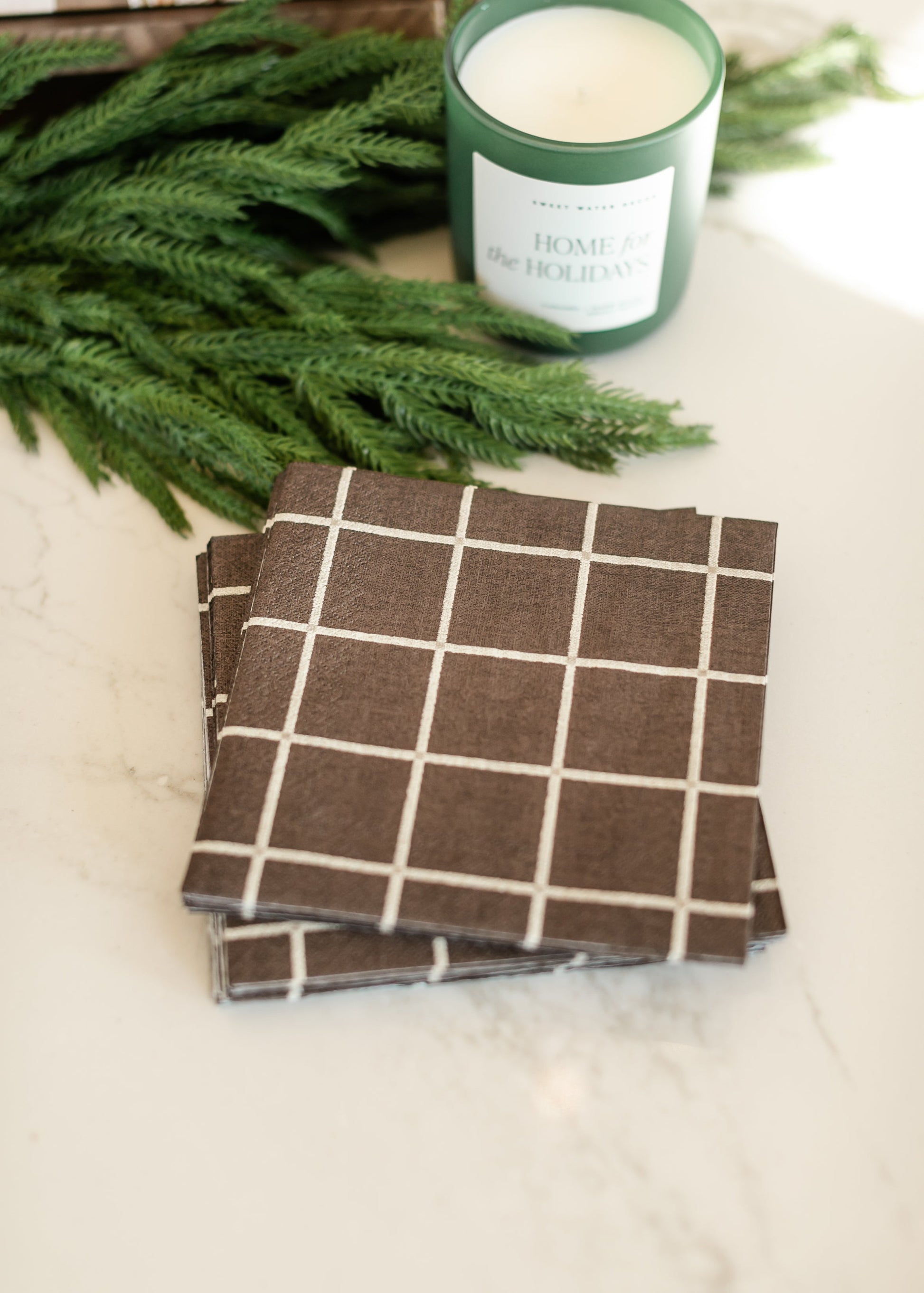 Paper Napkin Brown Squares FF Home + Lifestyle