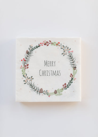 Paper Napkins Merry Christmas Wreath FF Home + Lifestyle