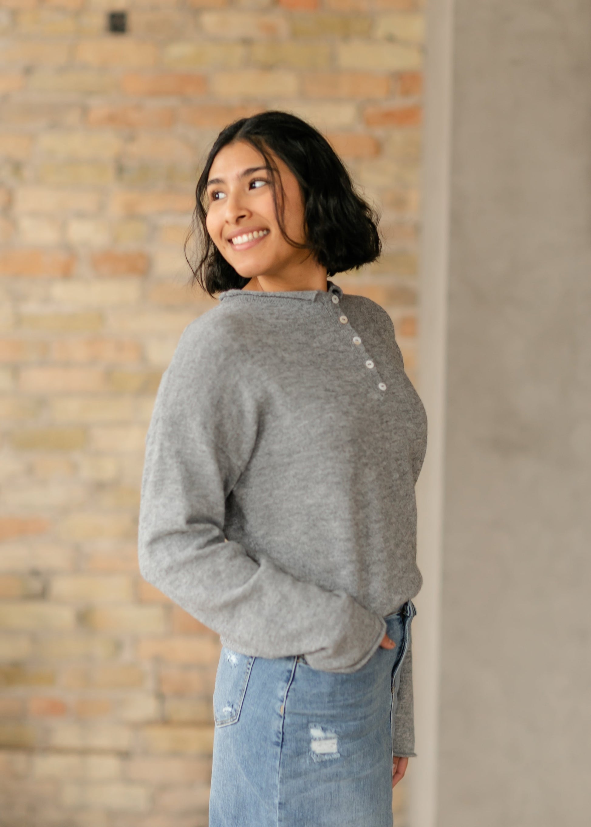 Payton Quarter Button Soft Knit Sweater FF Tops