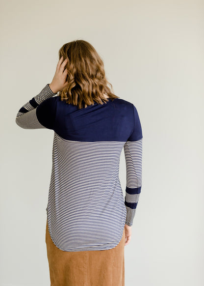 Pinstripe Long Sleeve Pocket Top - FINAL SALE FF Tops