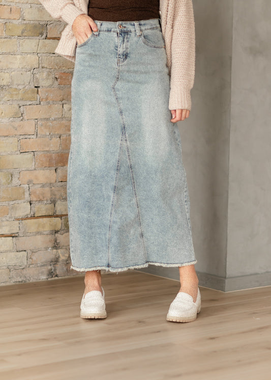 Piper A-line Long Denim Maxi Skirt IC Skirts