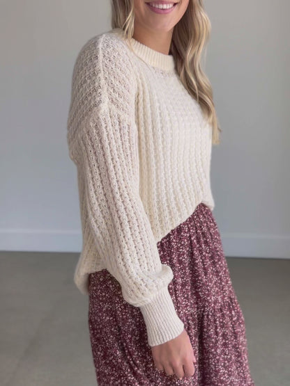 Loose Knit Textured Crewneck Sweater - FINAL SALE