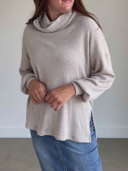 Cowl Neck Knit Waffle Top - FINAL SALE