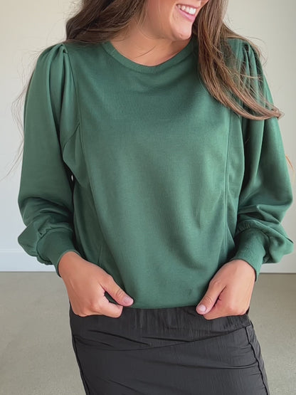 Shoulder Pintuck Crewneck Sweatshirt - FINAL SALE