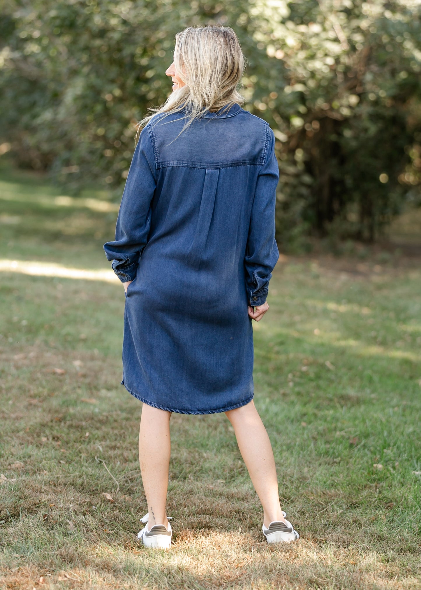 Ramona Denim Long Sleeve Midi Dress FF Dresses