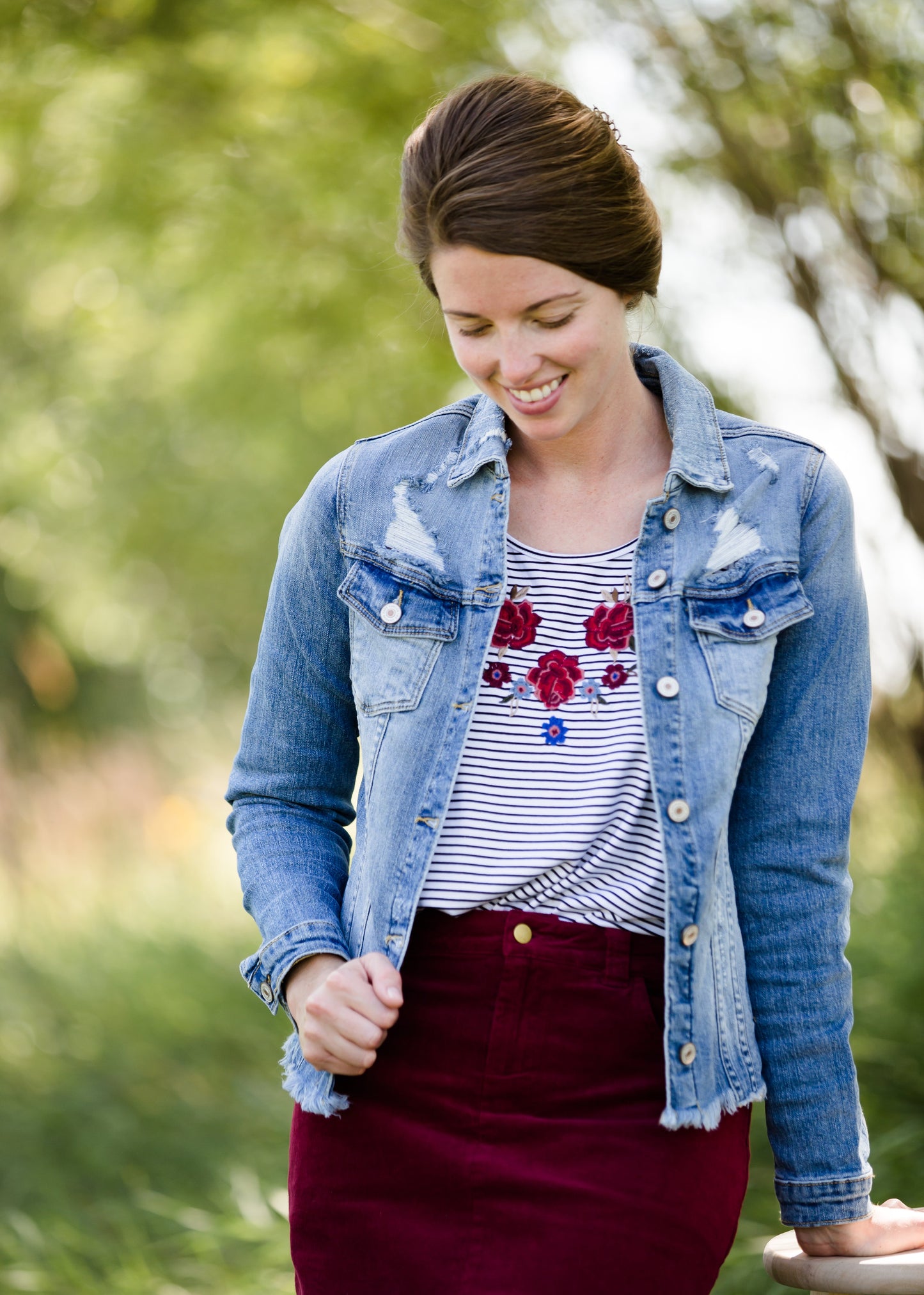 Raw Hem Denim Jean Jacket FF Layering Essentials