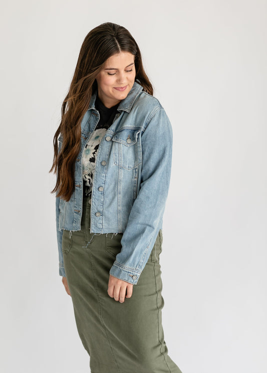 Raw Hem Trucker Denim Jacket FF Tops