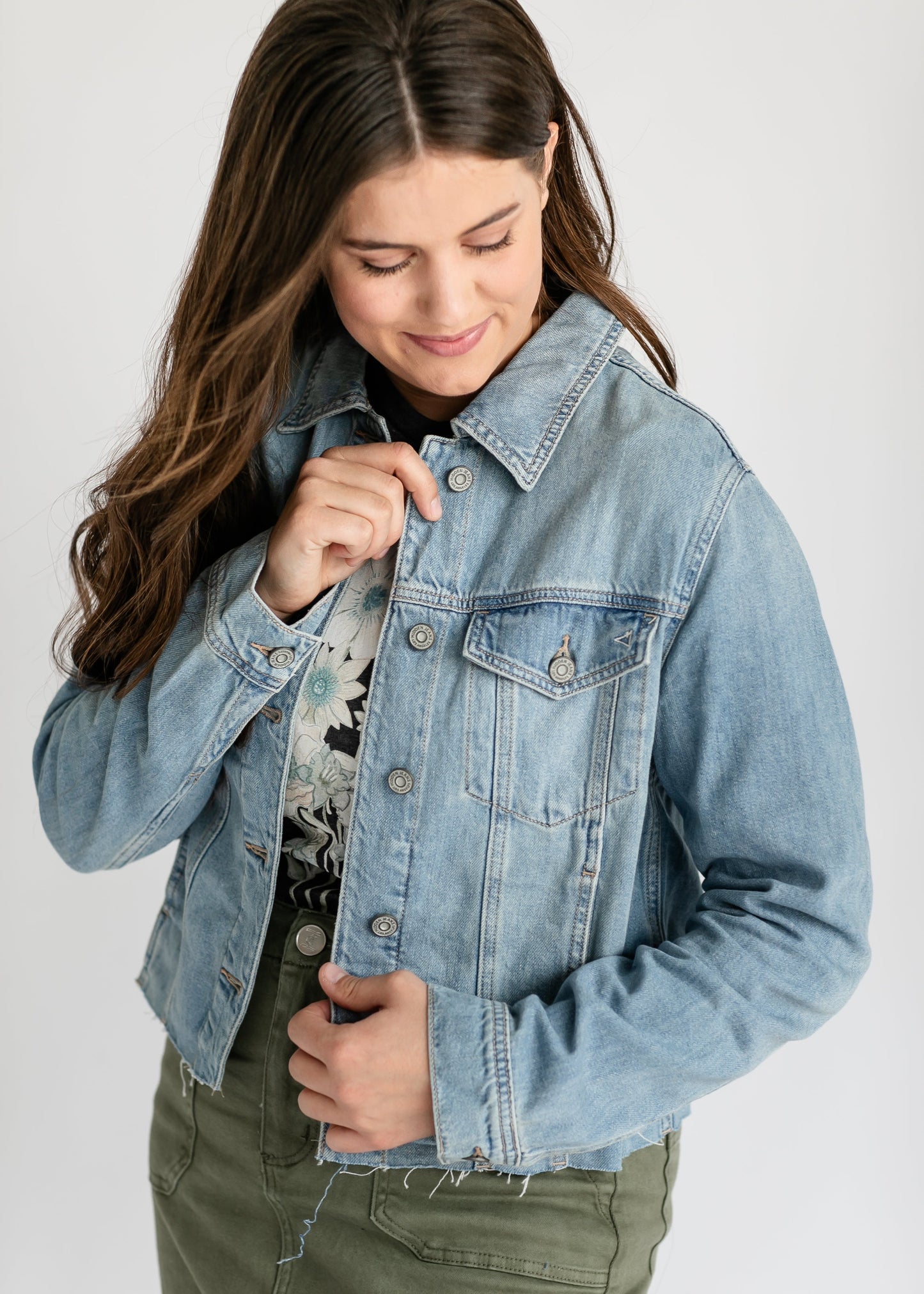 Raw Hem Trucker Denim Jacket FF Tops