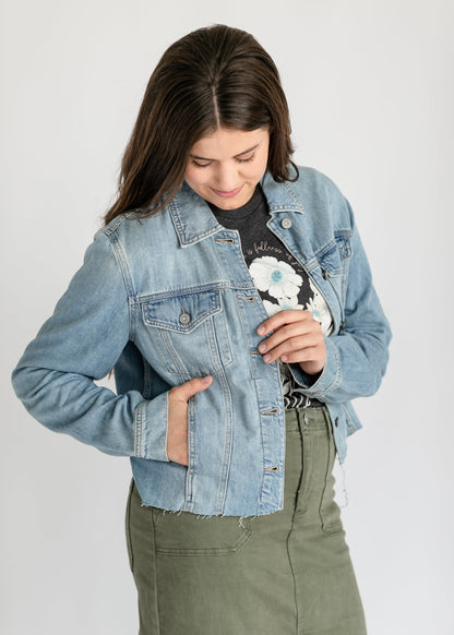 Raw Hem Trucker Denim Jacket FF Tops