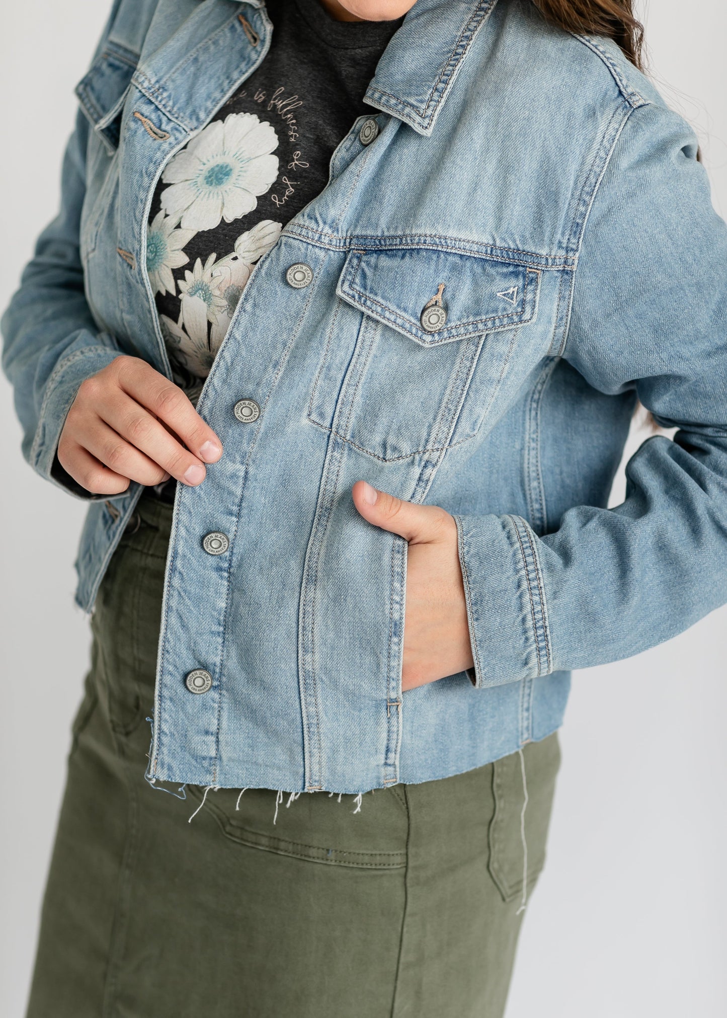 Raw Hem Trucker Denim Jacket FF Tops