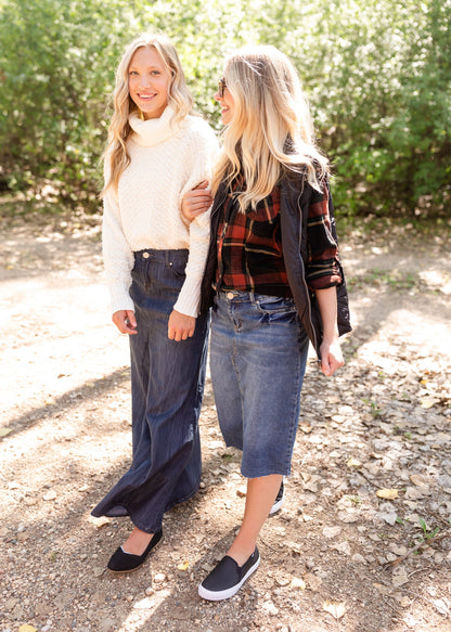 Red Rock + Black Plaid Button Up FF Tops