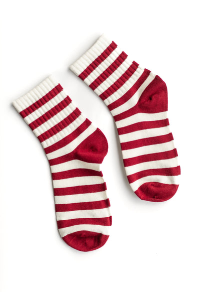 Red Striped Mid-Calf Socks Accessories