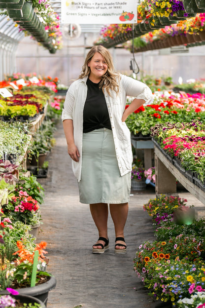 Remi Summer Sage Denim Midi Skirt Skirts