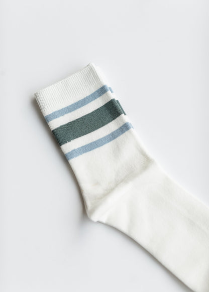 Retro Stripe Style Crew Socks Accessories Blue