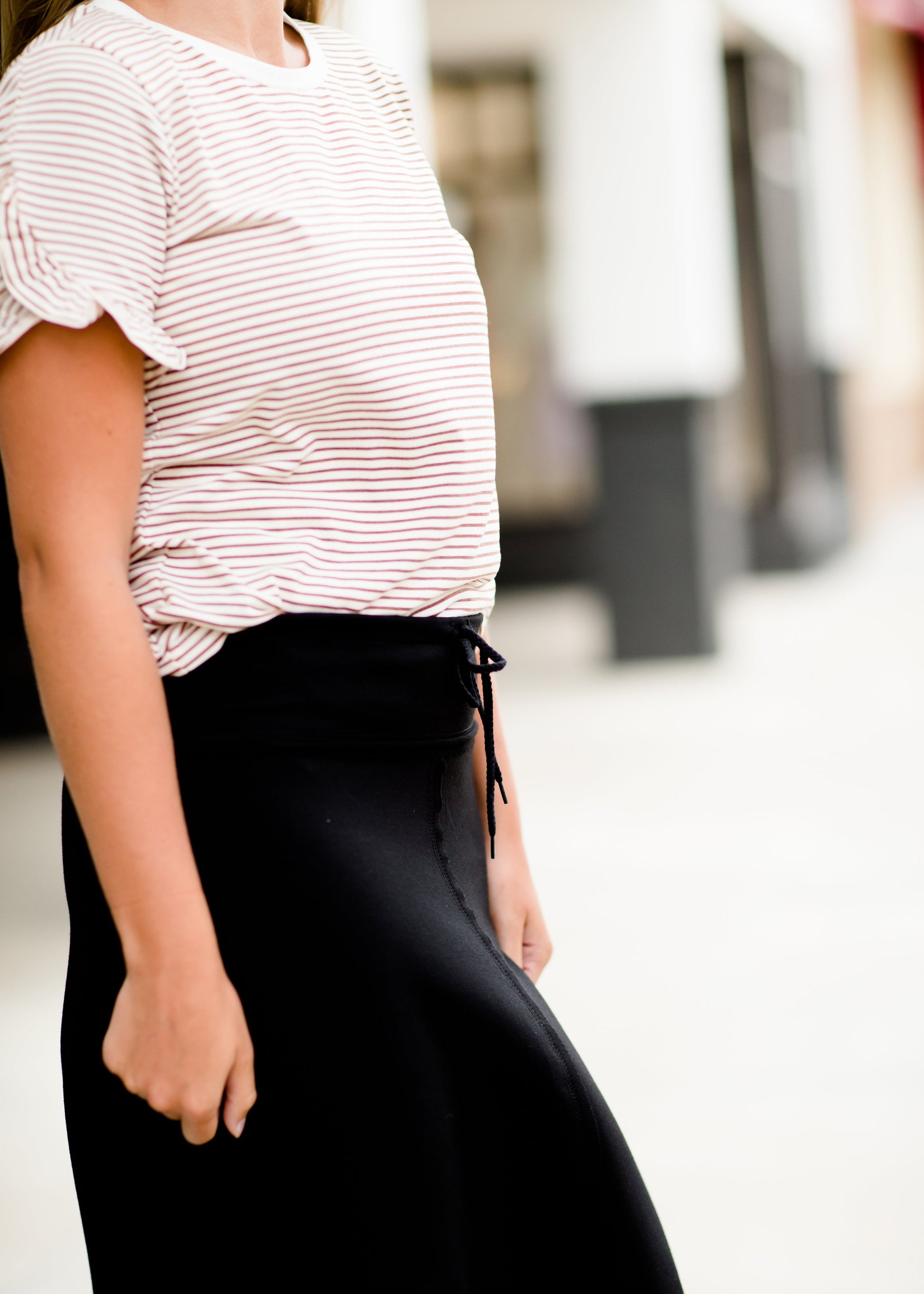 Ruffle Sleeve Striped Top IC Tops