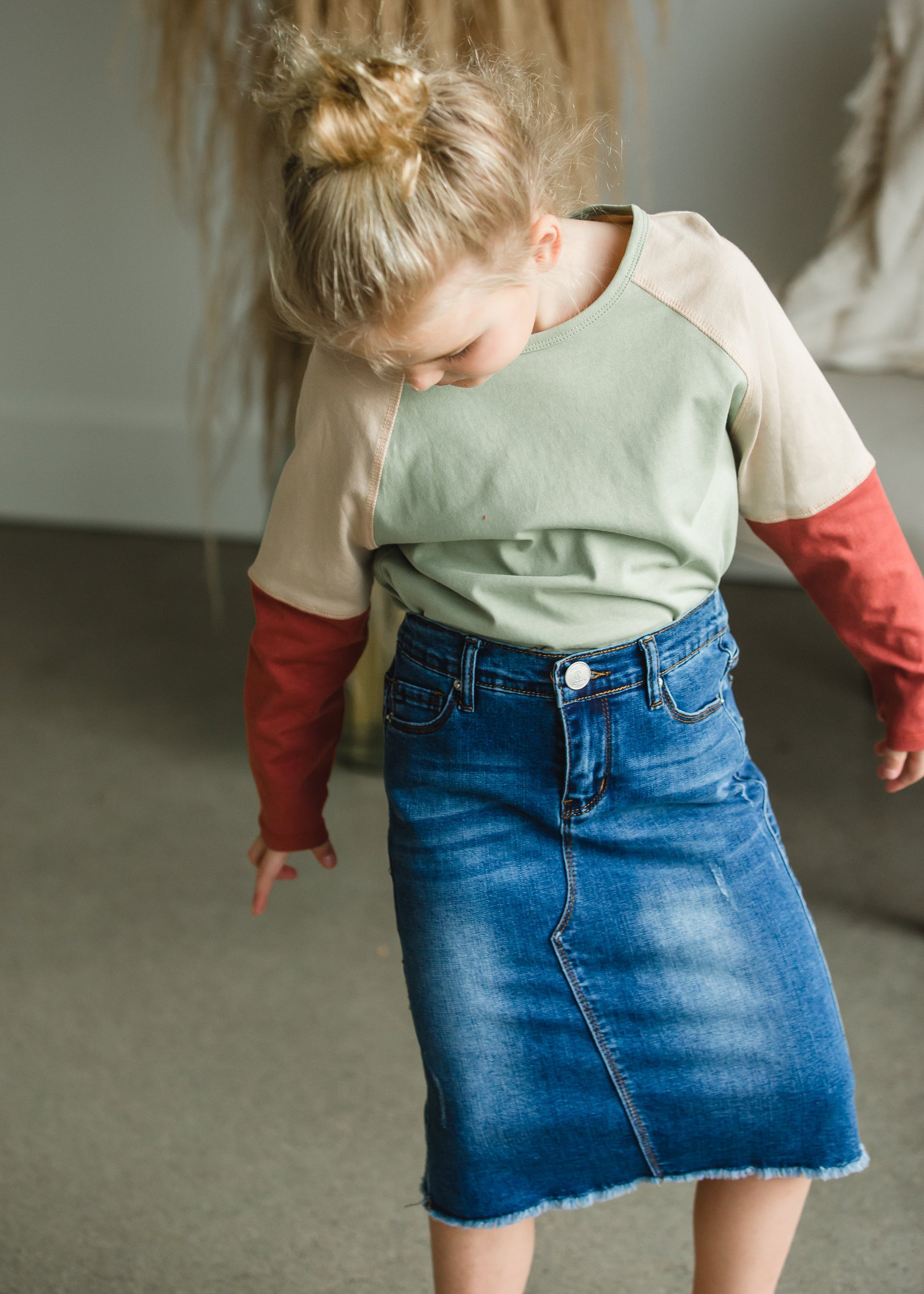 Rust Sage Color Block Top - FINAL SALE Girls